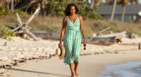 Michelle Obama Wore A Green Striped Carolina Herrera Dress In Martha's Vineyard