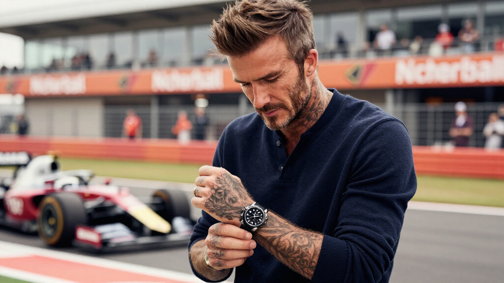 David Beckham Just Wore His Coolest All-Black Tudor To The Madrid Formula 1 Grand Prix